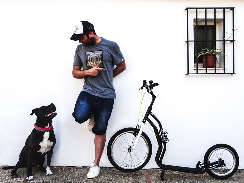 ¿Cómo pasear a tu perro? En patinete.